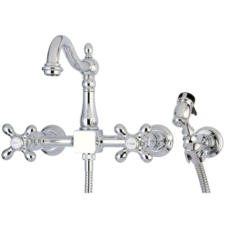 Heritage KS1261AXBS 8" Centerset Wall Mount Kitchen Faucet with Brass Sprayer KS1261AXBS